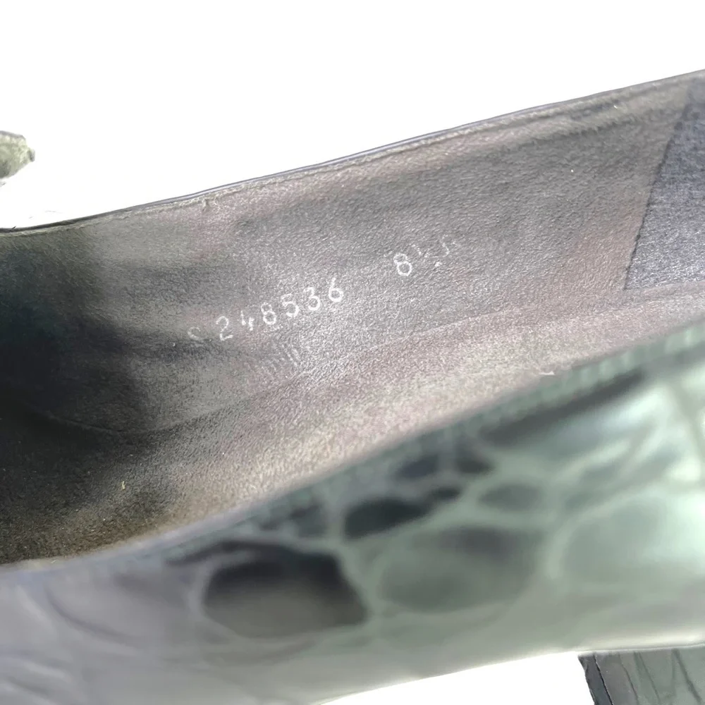 Stuart Weitzman black leather block heels square toe vintage animal prints 8.5 - Picture 12 of 14